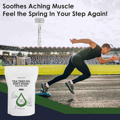 Aromasong Tea Tree Foot Soak with Magnesium Flakes and Dead Sea Foot Soaking Salts - Pedicure Tea Tree oil foot Soak for Dry Cracked Feet-Athlete's Callus Remover- Eliminates Odor- Packaging may vary