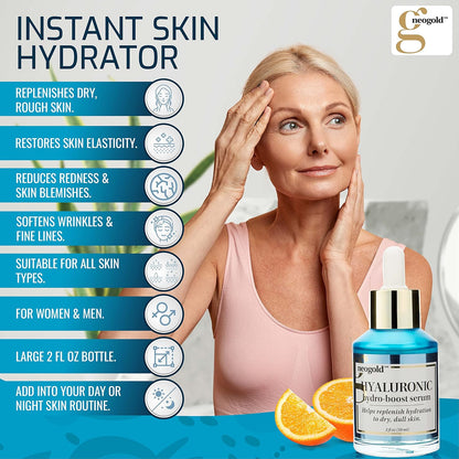 Hydrating Hyaluronic Acid Serum For Face | Vitamin E + Vitamin C Facial Moisturizer For Restoring Skin Barrier | Helps Renew, Firm, & Minimize Wrinkles, Age Spots, & Dull Dry Skin, 2 Fl Oz
