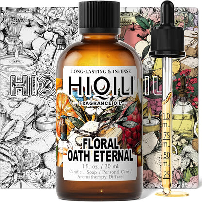 HIQILI Floral Oath Eternal Fragrance Oil, Jasmine & Peach Scents, Perfect for Soap & Candle Making, Essential Oil Diffusers, Skin and Body Scenting - 1 Fl Oz