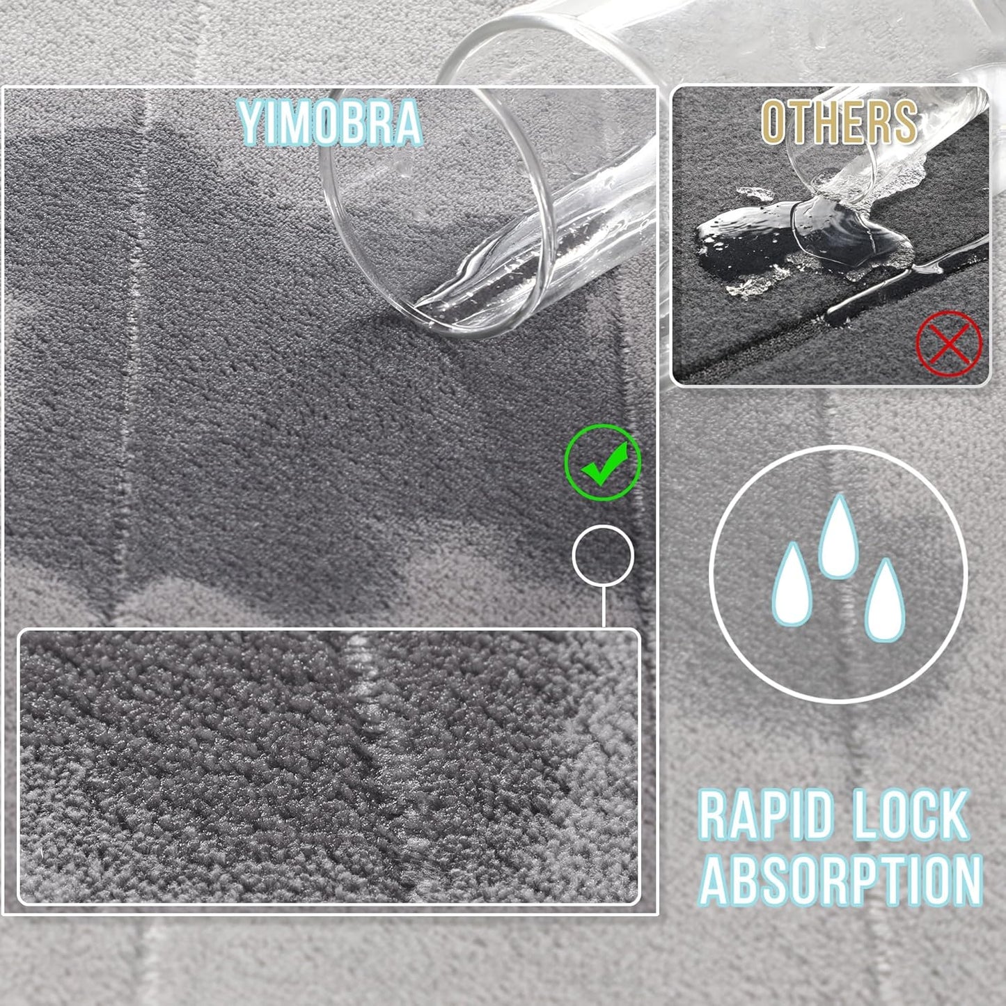 Yimobra Bathroom Runner 55"x24", Non Slip Memory Foam Bath Mat, Super Soft Water Absorbent Hallway Carpet, Machine Washable Rug for Vanity Tub Shower, Gray