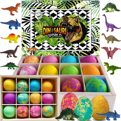Bath Bombs for Kids with Surprise Inside - 12 Dinosaur Bath Bombs with Toys, Organic Colorful Bubble Bath Fizzies, Dino Egg Bath Bomb w/Rich Bubbles, Birthday Gifts for Kids, Boys, Girls