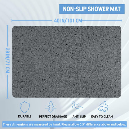 Non-Slip Bathtub Mat, Anti Slip Shower Mat, Fast Drying Bathtub Mats, Foot Scrubber Mat, Anti Slip Mat for Tub, Floor, Bathroom, Kitchen, Home, Hotel (Grey 40"×28")
