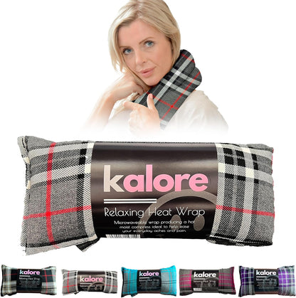 Microwavable Heating Pads for Winter Warmth, Back, Stomach & Head Comfort – Kalore Cotton Tartan Neck Wrap – Even Heat Distribution Hot Compress Bag – Wheat Heat Pad XL – Lavender Scent – Gray