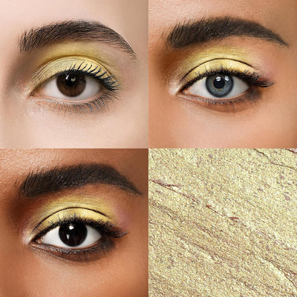 Cream Waterproof Hypoallergenic Eyeshadow Stick, long wear Metallic Glitter Matte Eye Shadow Pencil With Makeup Brush, Eye Brightener, 53 Gold Metallic