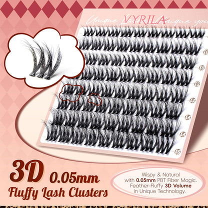 Lash Clusters 0.05mm PBT Fiber Eyelash Clusters, 0.1mm Superfine Invisiband D Curl Diy Lash Extension, 72pcs 8-16mm Individual Lashes Clusters Like Eyelash Extensions (Exotic-D-8-16Mix)