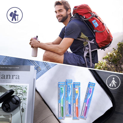 Toothbrush Medium Adults, Medium Toothbrushes for Adults with Tongue Scraper, Travel Toothbrushes with Ergonomic Handle, Assorted Colors, 8 Pack