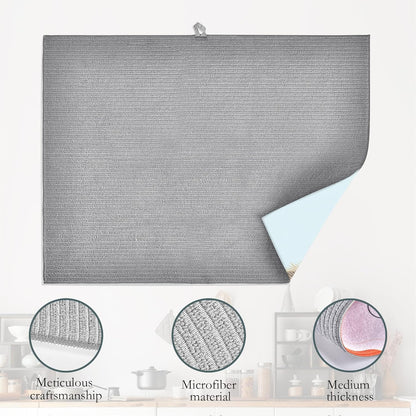 Cute Cat Dish Drying Mat for Kitchen Counter Decor,Watercolor Dish Drying Rack Pad Absorbent Reversible Microfiber for Coffee Tableware Sink Countertop 18x24 Inch