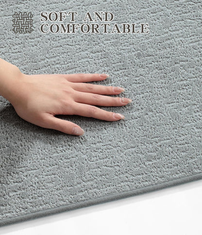 chakme Bathroom Rugs Mat U-Shaped 24x17, Ultra Thin Non Slip Bath Mat Small Quick Dry Absorbent Bath Mat for Bathroom Floor, (Light Grey, U-24"x17")