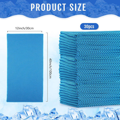 Hosuly 30 Pack Cooling Towels, 40"x12" Ice Breathable Soft Chilly Sweat Rag Microfiber Workout Rags for Gym Cooling Towels for Neck and Face for Yoga Golf Sport Running