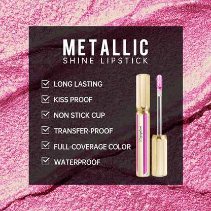 Pink Lipsticks for Women Metallic Lipstick Long Lasting Non Stick Cup Lip Gloss, Shimmer Lightweight Hydrating Full Coverage Lip Color, DP119 Princess