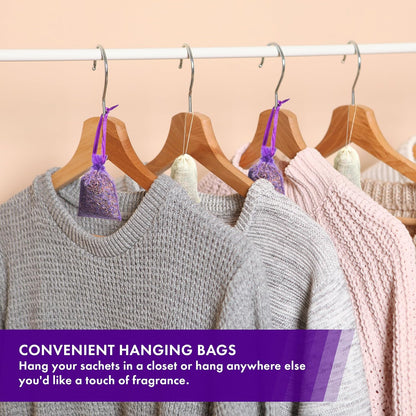 Bag of 12 Sachets Dried Lavender Flower Lavender Sachets for Drawers and Closets, LV-B-1