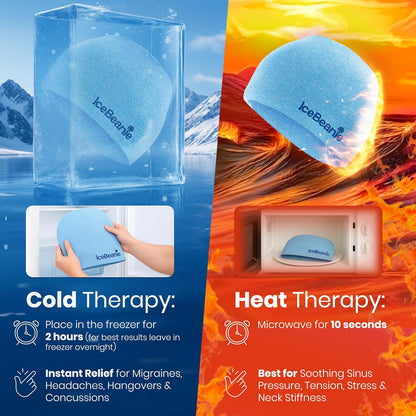 IceBeanie Migraine Relief Cap, As Seen on Shark Tank, Soft & Stretchy Gel Tension Headache Relief Cap, Extended Cooling Hangover Ice Hat, Odorless Head Wrap Ice Pack Wrap, Headache Migraine Mask