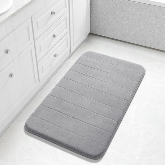 Yimobra Large Bath Mat 36"x24", Super Soft Quick Dry Memory Foam Bathroom Rug, Water Absorbent, Non Slip Backing Machine Washable for Tub Shower, Thick Comfort Support, Gray
