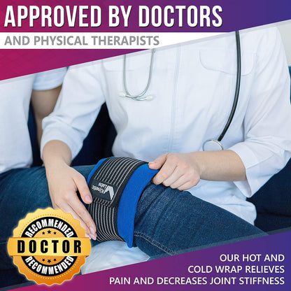 Reusable Ice Pack for Injuries with Wrap by Kinetic Labs - Hot and Cold Pack for Injuries with Strap - Ice Wrap for Hip Back Shoulder Neck Head Knee Surgery (Large)