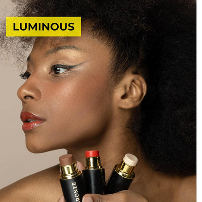 Cream Contour Stick Set – Blush, Bronzer & Highlighter Trio | Hydrating, Buildable, High-Pigment Makeup with Shea Butter & Vitamin E | Phoenix Beauty Gift Set (Luminous)