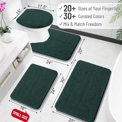 OLANLY Bathroom Rugs 24x16, Extra Soft Absorbent Chenille Bath Rugs, Rubber Backing Quick Dry, Machine Washable Bath Mats for Bathroom Floor, Tub and Shower, Home Decor Accessories, Blackish Green