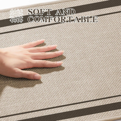 chakme Bathroom Rugs Mat 47x17, Ultra Thin Non Slip Bath Rug Runner Quick Dry Absorbent Bath Mat for Bathroom, (Light Beige, 47"x17")