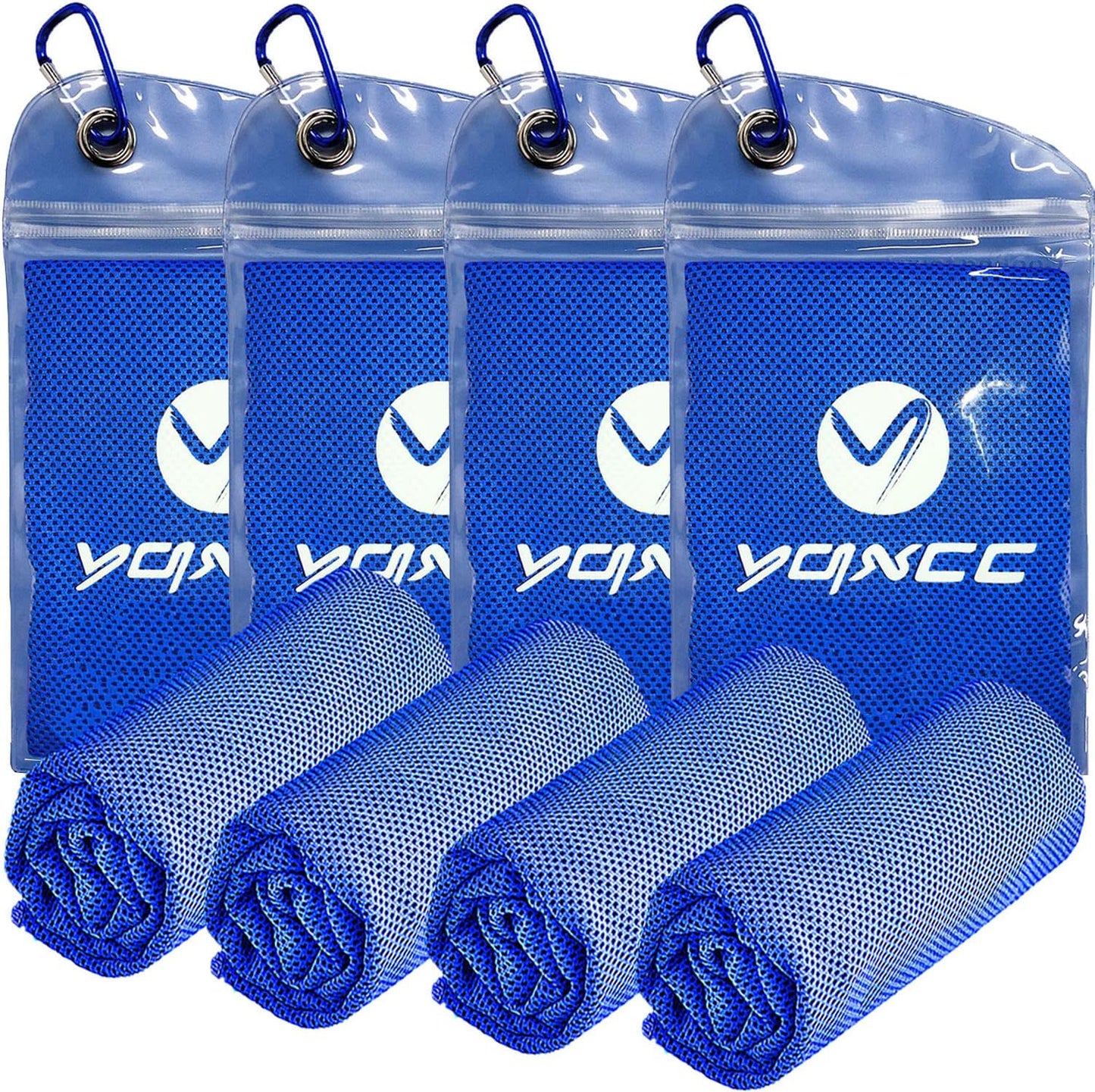 YQXCC 4 Pack Cooling Towels | 40"x12" | Ice Cool for Neck | Microfiber Soft Breathable Chilly | for Yoga, Golf, Gym, Camping, Running, Workout & More Activities