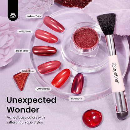 Beetles Red Chrome Nail Powder Metallic Mirror Effect Nail Chrome Powder Mermaid Glitter Red Gel Polish Nail Art DIY Decoration Gifts for Women