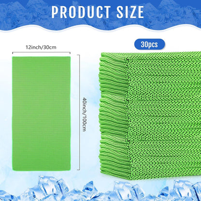 Hosuly 30 Pack Cooling Towels, 40"x12" Ice Breathable Soft Chilly Sweat Rag Microfiber Workout Rags for Gym Cooling Towels for Neck and Face for Yoga Golf Sport Running