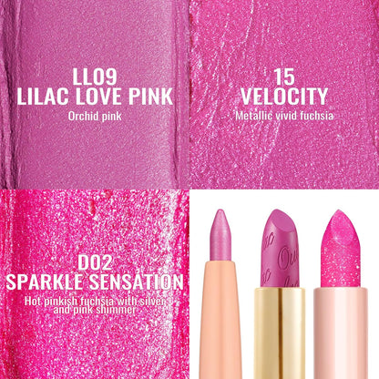 Oulac Lipstick & Lipliner Set 3PCS High Impact Lipcolor with Moisturizing Formula, Vegan Beauty, Full-Coverage Lip Color, Gift Lipstick for Women, LL09+15+D02