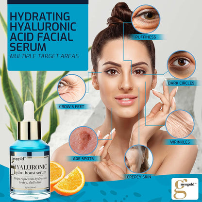 Hydrating Hyaluronic Acid Serum For Face | Vitamin E + Vitamin C Facial Moisturizer For Restoring Skin Barrier | Helps Renew, Firm, & Minimize Wrinkles, Age Spots, & Dull Dry Skin, 2 Fl Oz