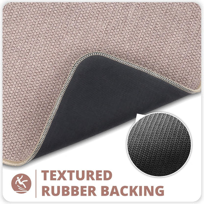 Bath Mat,Ultra Thin Bathroom Rugs,Rubber Bath Mats for Bathroom,No Slip Bath Rugs,Quick Dry,Machine Washable,Low Pile,Absorbent,Shower Outside,Sink,Home Decor Accessories.Beige,1'8"x2'8"(20x32inch)