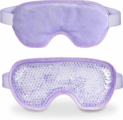 Cooling Eye Mask with Gel Bead, Reusable Cold Compress Ice Pack Sleeping Eye Cooling Pads for After Eyelid Surgery, Puffiness, Puffy Eyes, Headache, Migraine Relief （Purple）