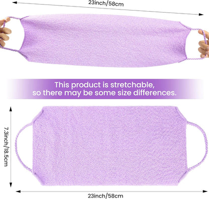 3 Pcs Double-Sided Back Exfoliator Body Scrub Towel, Exfoliating Back Scrubber with Handles,Exfoliating Washcloth Bath Tool in Shower, Stretchable Back Washer to Deep Cleans Skin (Beige,Pink,Purple)