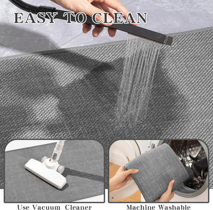 chakme Bath Mat 36x25, Ultra Thin Non Slip, Quick Dry Absorbent, Dark Grey, 36"x25"