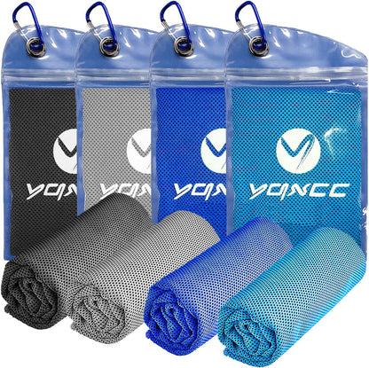 YQXCC 4 Pack Cooling Towels | 40"x12" | Ice Cool for Neck | Microfiber Soft Breathable Chilly | for Yoga, Golf, Gym, Camping, Running, Workout & More Activities