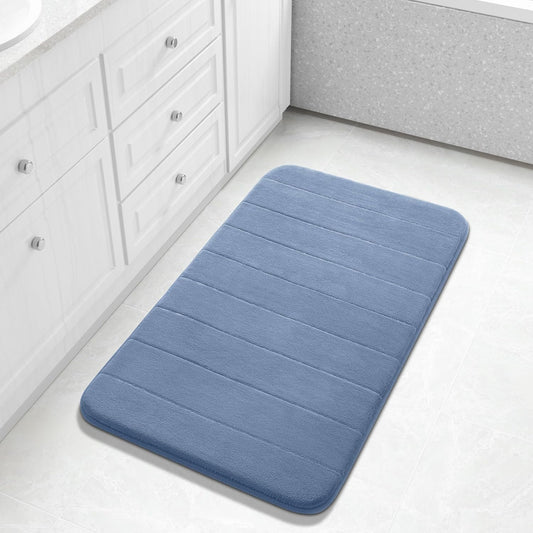 Yimobra Large Bath Mat 36"x24", Super Soft Quick Dry Memory Foam Bathroom Rug, Water Absorbent, Non Slip Backing Machine Washable for Tub Shower, Thick Comfort Support, Denim Blue