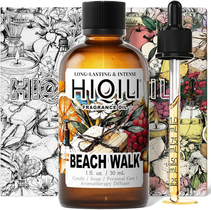 HIQILI Beach Walk Fragrance Oil for Diffuser & Humidifier, Candle & Soap Making, Luxury Hotel Scents, Perfect as a Gift - 1 Fl Oz