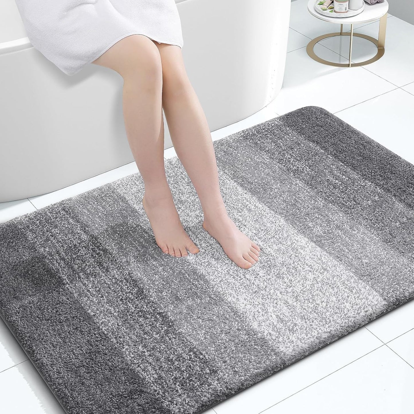 OLANLY Bathroom Rugs Mat 44x32, Extra Soft Absorbent Microfiber Bath Rugs, Rubber Backing, Quick Dry, Machine Washable Bath Mats for Bathroom Floor, Tub and Shower, Home Decor Accessories, Grey