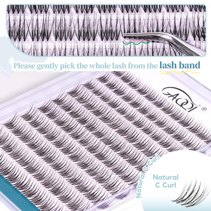 GAQQI Lash Clusters Natural Eyelash Clusters Invisible Band, 10-14mm Individual Lashes 120PCS, Cluster Eyelash Extensions C Curl, Wispy Cluster Lashes Ultra-thin & Soft Clear Band (MUSE)