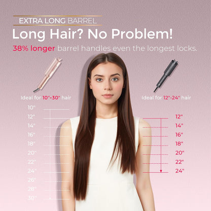 Upgraded Automatic Rotating Curling Iron - TYMO CurlPro Plus Long Barrel Curling Wand for Long Hair, Ceramic Hair Curler for Women, Anti-Scald, Tangle-Free, 600M Ionic, Dual Voltage,Gold Blush, 1 Inch