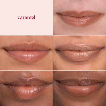 Burt's Bees Shimmer Lip Tint Set, Tinted Lip Balm Stick, Moisturizing for All Day Hydration with Natural Origin Glowy Pigmented Finish & Buildable Color, Caramel (4-Pack)