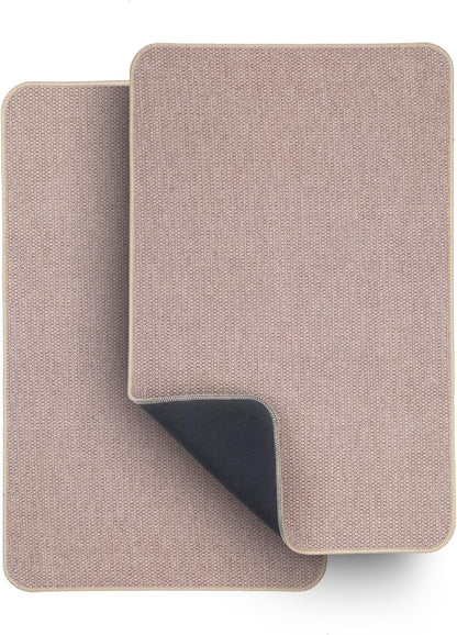 Bath Mat,Ultra Thin Bathroom Rugs,Rubber Bath Mats for Bathroom,No Slip Bath Rugs,Quick Dry,Machine Washable,Low Pile,Absorbent,Shower Outside,Sink,Home Decor Accessories.Beige,1'5"x2'3"(2 Pack)