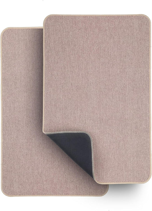 Bath Mat,Ultra Thin Bathroom Rugs,Rubber Bath Mats for Bathroom,No Slip Bath Rugs,Quick Dry,Machine Washable,Low Pile,Absorbent,Shower Outside,Sink,Home Decor Accessories.Beige,1'5"x2'3"(2 Pack)