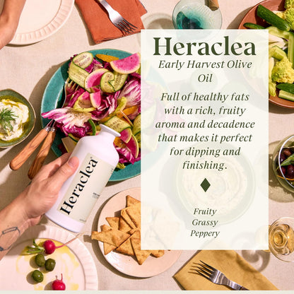 Heraclea - Early Harvest - Extra Virgin Olive Oil - Organic Olive Oil - Extra Virgin - Cold Pressed - Polyphenol Rich EVOO - 16.9oz Bottle