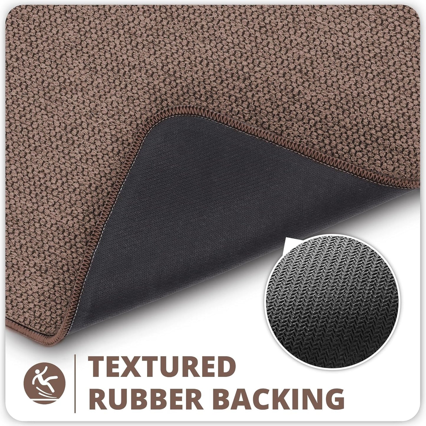 Bath Mat,Ultra Thin Bathroom Rugs,Rubber Bath Mats for Bathroom,No Slip Bath Rugs,Quick Dry,Machine Washable,Low Pile,Absorbent,Shower Outside,Sink,Home Decor Accessories.Brown,1'5"x2'3"(2 Pack)