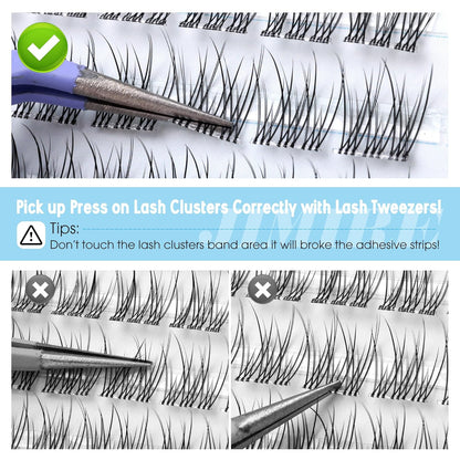 JIMIRE Natural Self Adhesive Eyelashes Wispy Pre Glued Lash Clusters No Glue Needed Press on Lashes Reusable Self Adhesive Lash Clusters Easy to Apply 9-12MM 108Pcs Pack