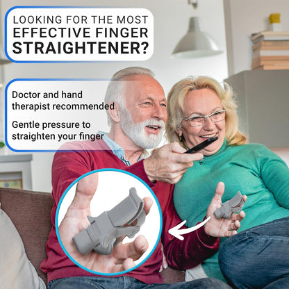 Finger Straightener | PIP Extension Orthosis/Splint For Bent Fingers, PIP Flexion Contractures | Adjustable Joint Stretcher Device | Made in USA | Gray/Large