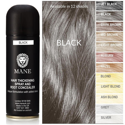 Hair Thickening Fiber Spray by Mane (200 ml, Black)