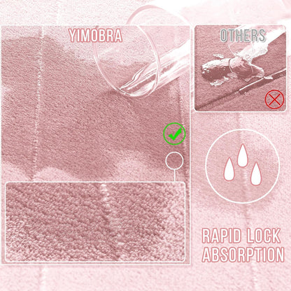 Yimobra Pink Bath Mat 31.5x20 Inch, Super Soft Absorbent Memory Foam Bathroom Rug Non Slip, Quick Dry, Machine Washable Floor Carpet for Tub Shower, Home Decor Accessories