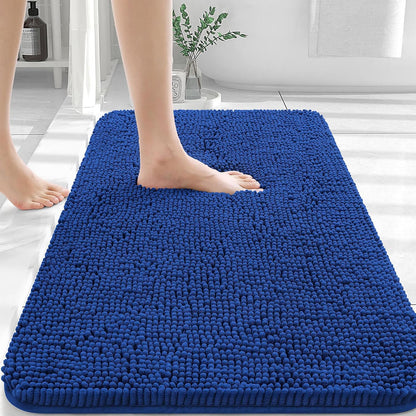 OLANLY Bathroom Rugs 36x24, Extra Soft Absorbent Chenille Bath Rugs, Rubber Backing Quick Dry, Machine Washable Bath Mats for Bathroom Floor, Tub and Shower, Home Decor Accessories, Royal Blue