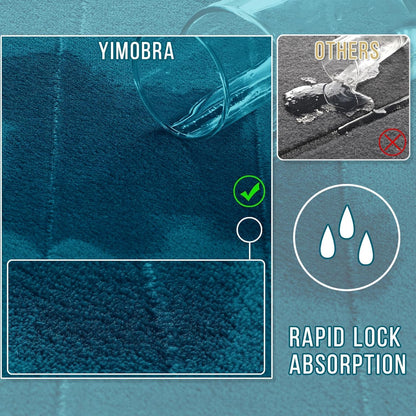 Yimobra Long Bath Mat 44"x24", Super Soft Quick Dry Memory Foam Bathroom Rug, Water Absorbent, Non Slip Backing Machine Washable for Tub Shower, Thick Comfort Support, Peacock Blue