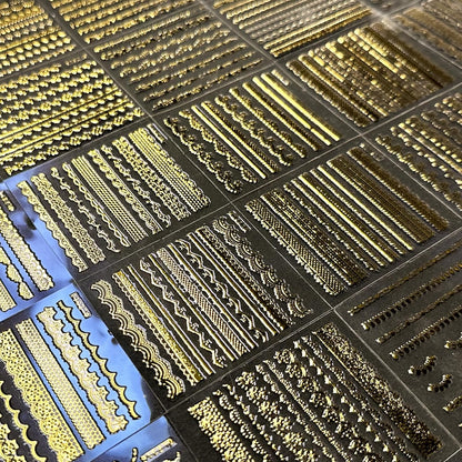 30 Sheets Gold Line Nail Art Stickers Gold Lace Nail Stickers 3D Self-Adhesive Gold Nail Decals Acrylic Nails DIY Design Nail Supplies for Women