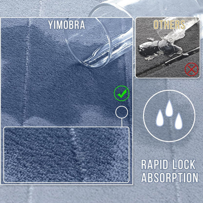 Yimobra Large Bath Mat 36"x24", Super Soft Quick Dry Memory Foam Bathroom Rug, Water Absorbent, Non Slip Backing Machine Washable for Tub Shower, Thick Comfort Support, Denim Blue