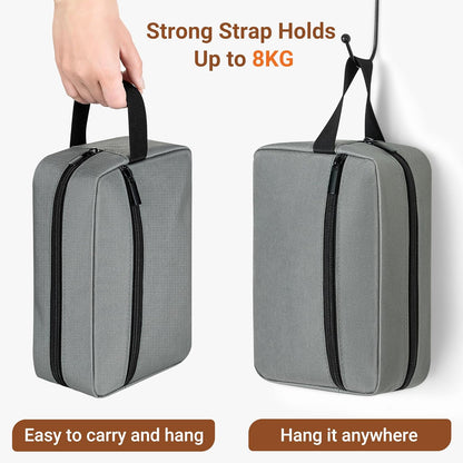 Elviros Travel Toiletry Bag for Women and Men, Lightweight Makeup Bag Hanging Dopp Kit with Shaving Compartment Cosmetic Organizer Small Tool Bag Travel Essentials, Dark Grey